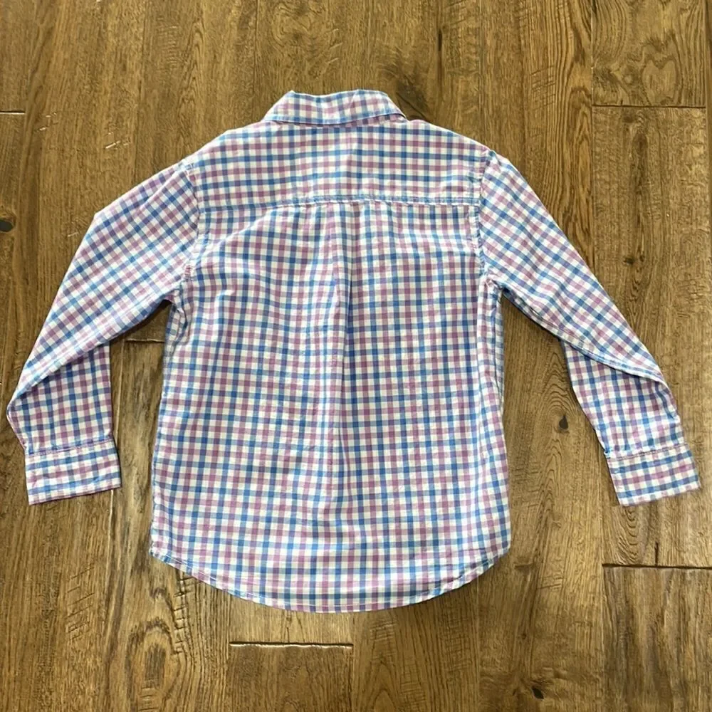 Gymboree Boys purple and blue checked dress shirt. Sz 5-6